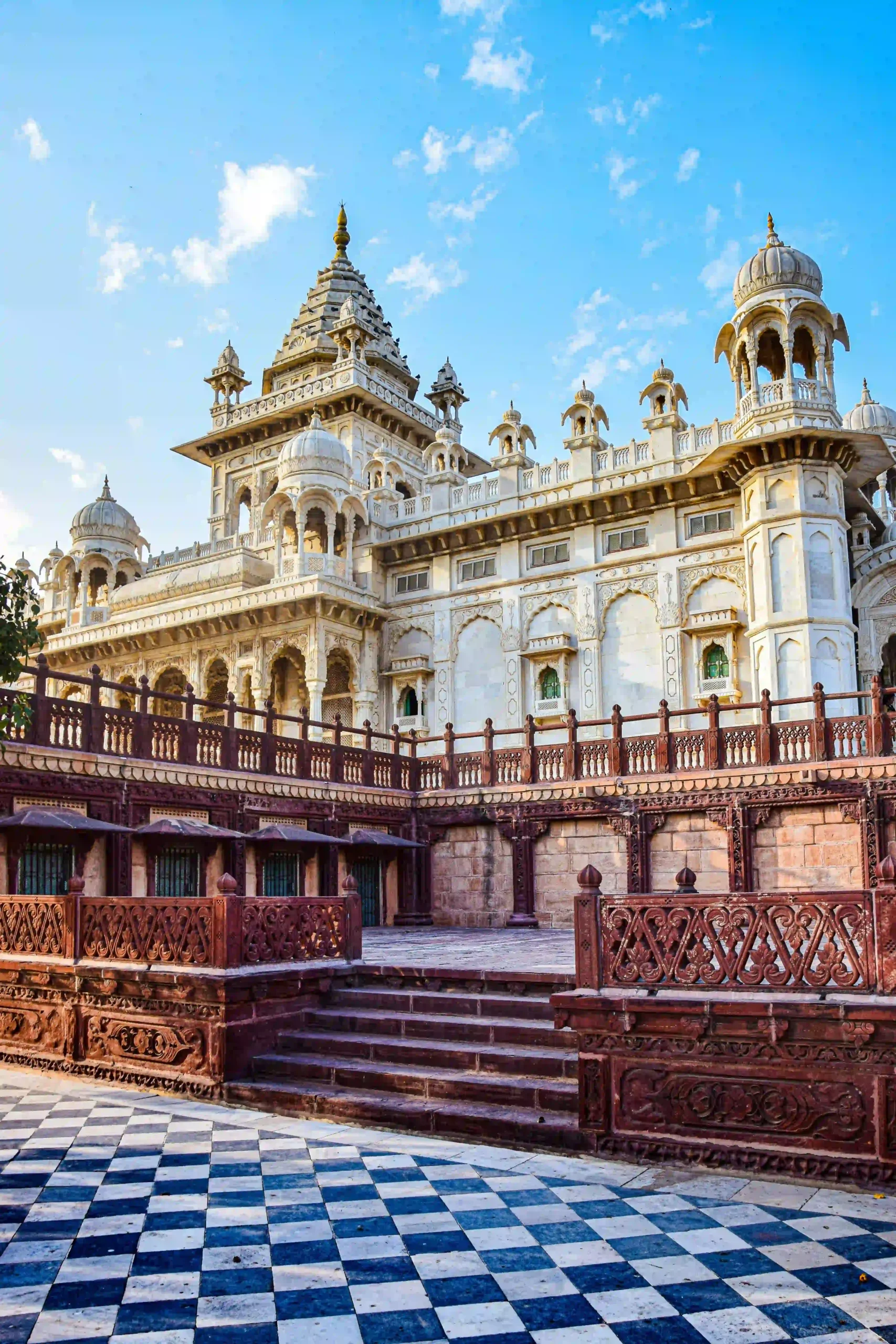 The brilliant white marble Jaswant Thada cenotaph in Jodhpur, India.